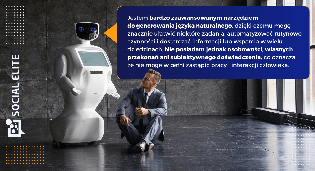 Odpowiedź Chata GPT na zapytanie, czym właściwie jest jako sztuczna inteligencja