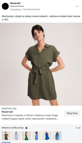 przykładowa reklama firmy Reserved