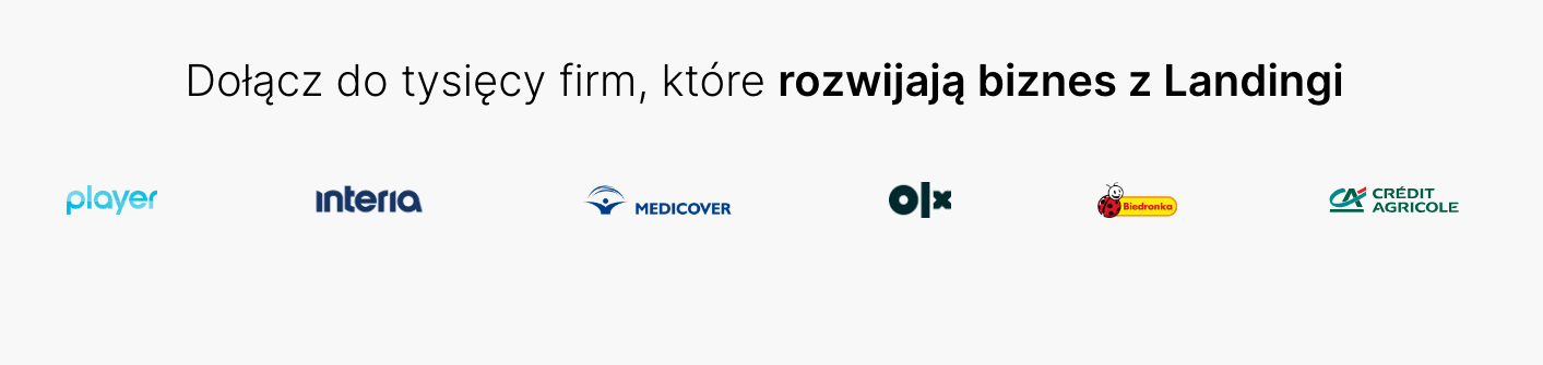 przykład wykorzystania social proof przez firmę Landingi