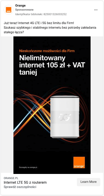 przykładowa reklama firmy Orange do klienta B2B
