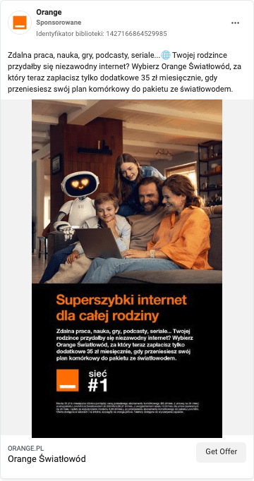 przykładowa reklama firmy Orange do klienta B2C