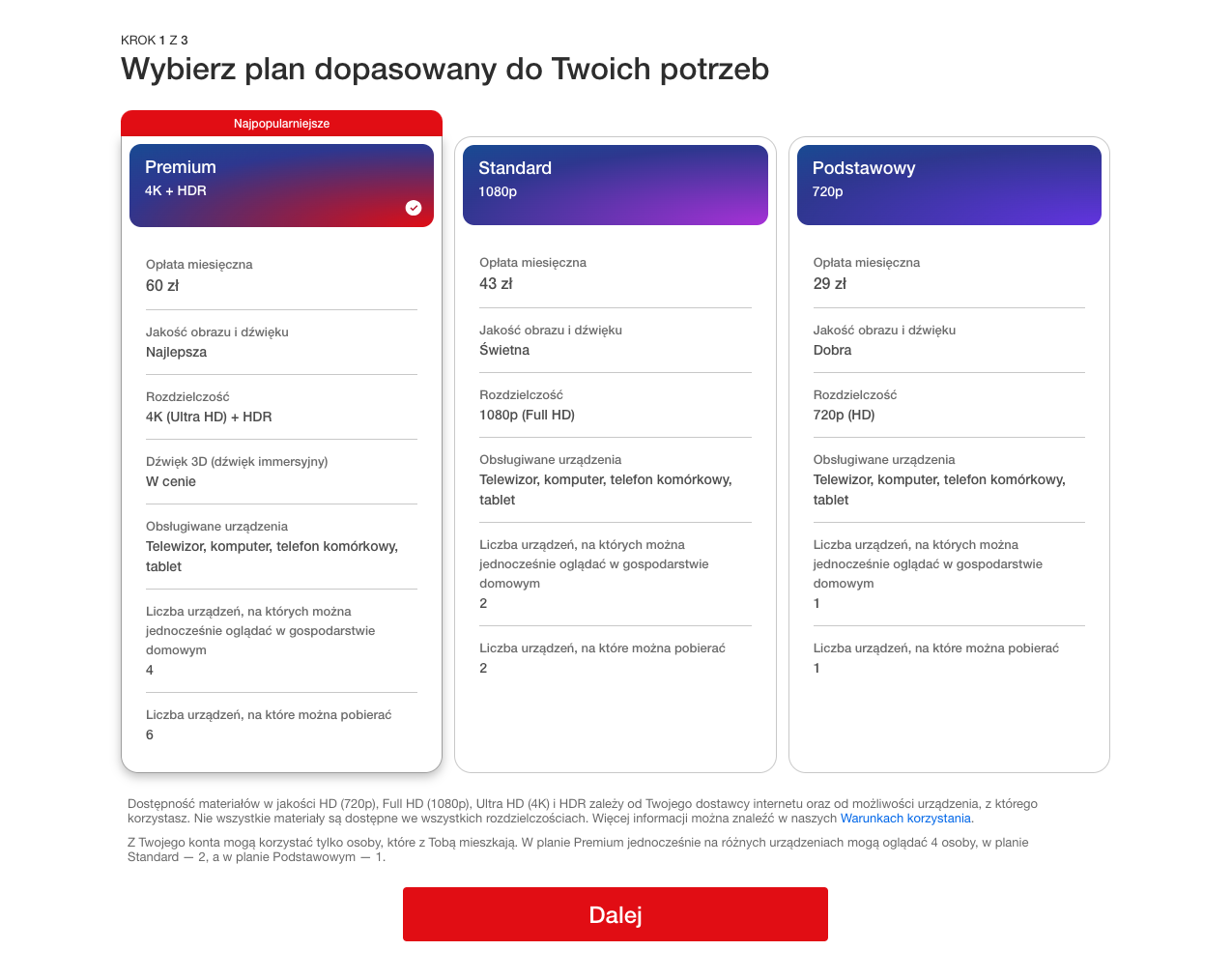 plany subskrypcji na platformie Netflix