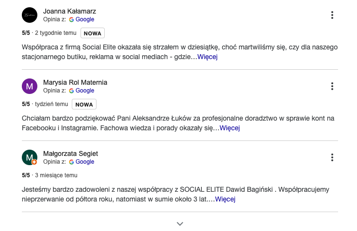 jak pozyskać klienta w sklepie internetowym - przykład opinii dla Social Elite